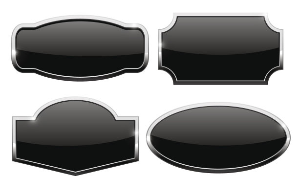 装饰按钮与铬框。黑色的图标图片下载