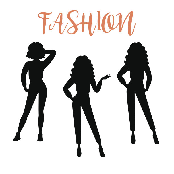 时尚女人的剪影在休闲服装图片下载