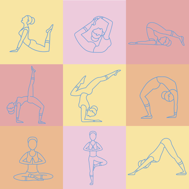 一套运动锻炼线条风格图标。矢量图集合图片下载