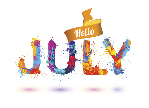 你好,7月。飞溅画字母图片下载