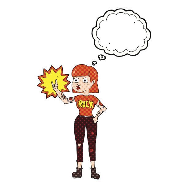 思想泡泡卡通摇滚女孩图片下载