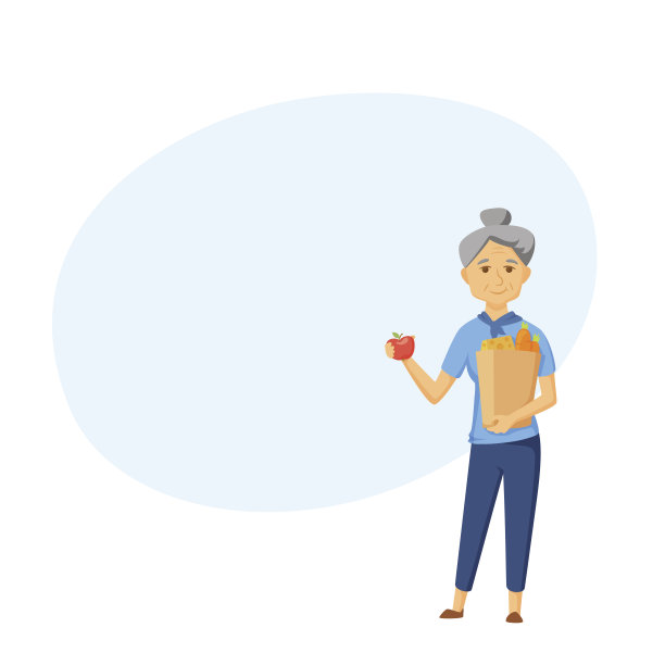 拿着购物袋的老年妇女图片下载