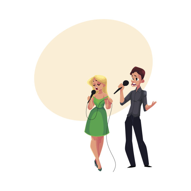 男人和女人在二重唱，卡拉ok派对，比赛，比赛图片下载