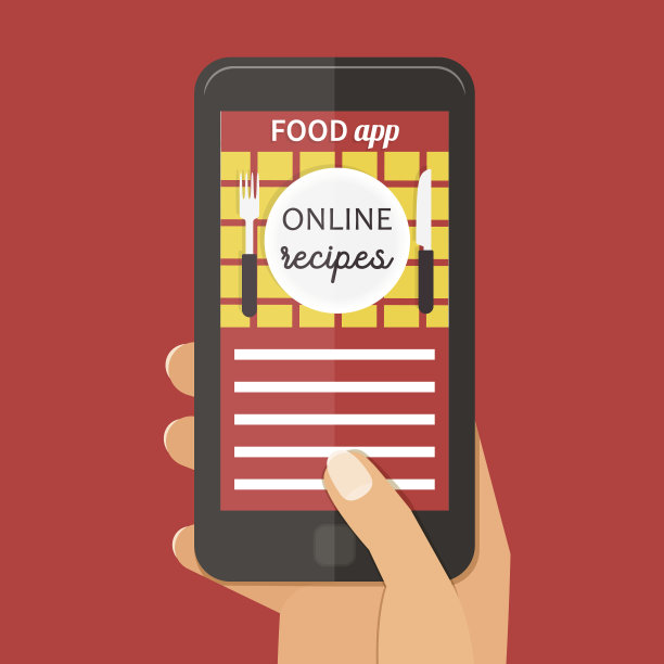 在线烹饪食谱应用。矢量平面应用程序插图。图片下载