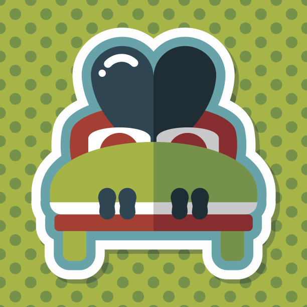 婚礼夫妇床平与长影子的图标，eps10图片下载