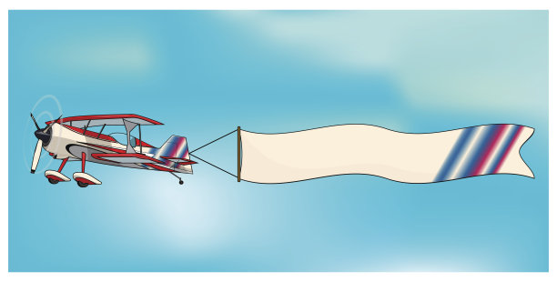 双翼飞机拉动广告横幅图片下载