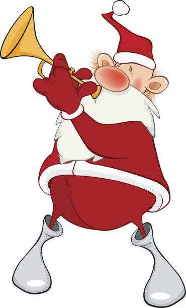 可爱的圣诞老人插图爵士小号图片下载