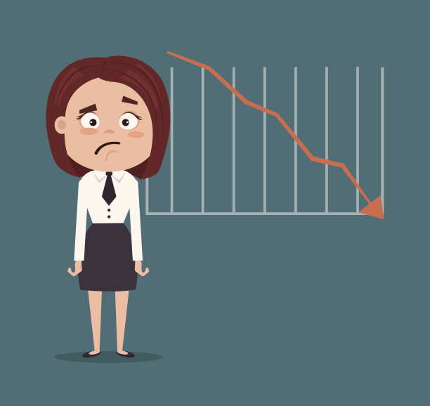 伤心不开心的经理办公室职员商务女与图下来。金融危机图片下载