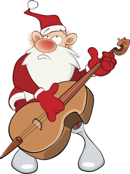 可爱的圣诞老人和大提琴插画图片下载