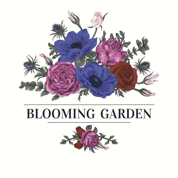 背景有一束玫瑰，银莲花。图片下载