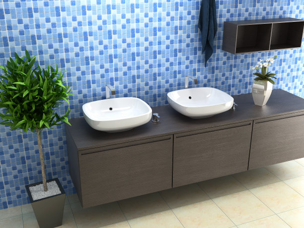 现代设计的浴室内部。图片下载