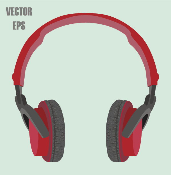 红色的耳机。矢量图像。图片下载