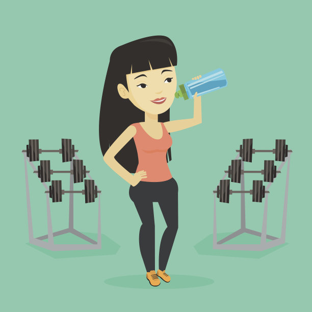 活泼的女人喝水矢量插图图片下载