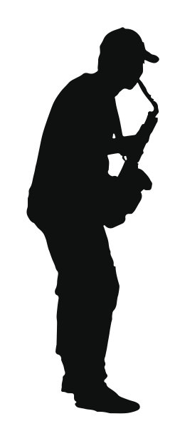 黑色剪影向量的音乐家演奏萨克斯管图片下载