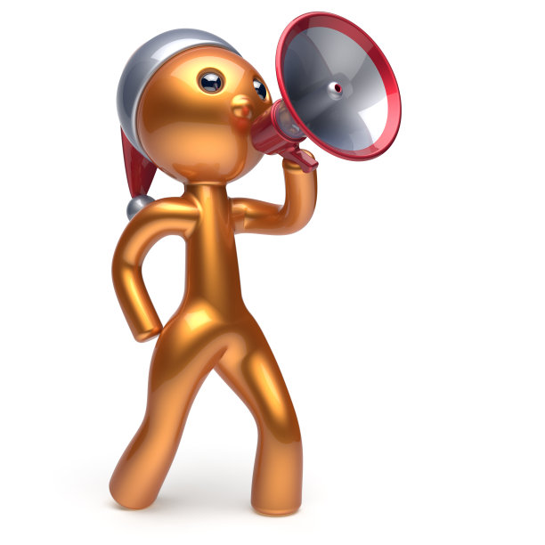 男人说着扩音器圣诞老人帽子的角色图片下载