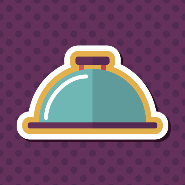 餐厅钟形图标与长影子，eps10图片下载