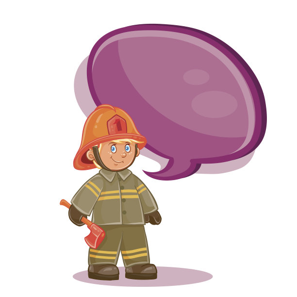 矢量图标的小孩消防员和他的机器上的一根线图片下载