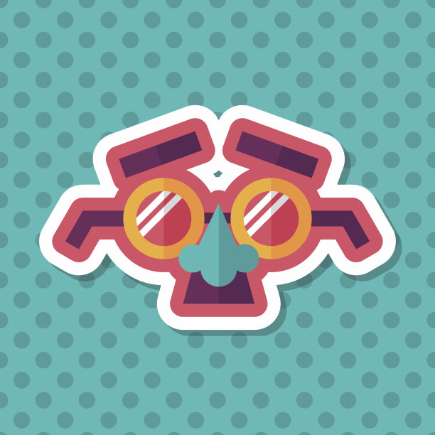 党面具与长阴影的平面图标，eps10图片下载