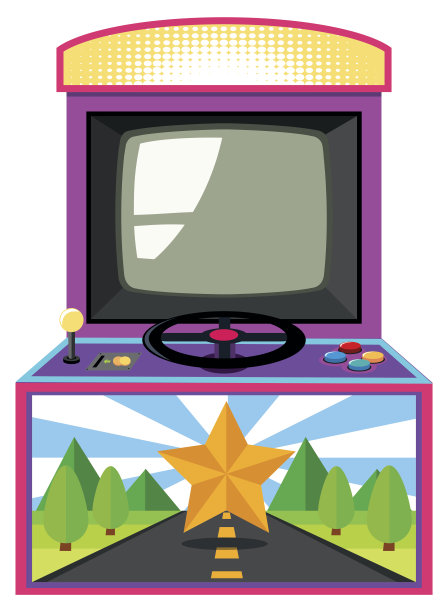 带有屏幕和轮子的街机游戏盒图片下载