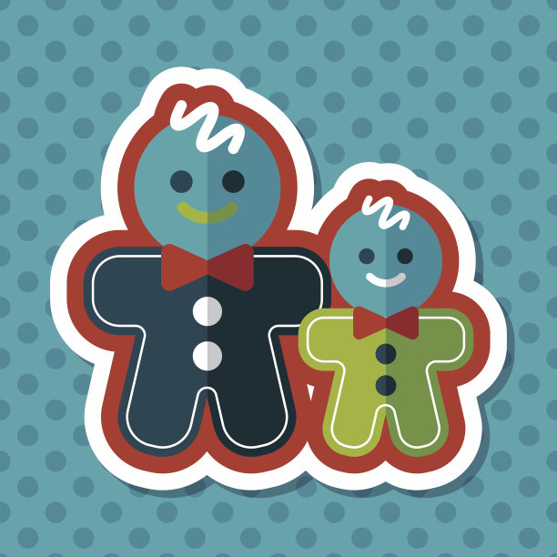 姜饼人与长影子的扁平图标，eps10图片下载