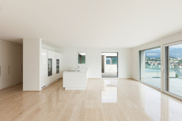 漂亮的空公寓，现代化的厨房图片下载