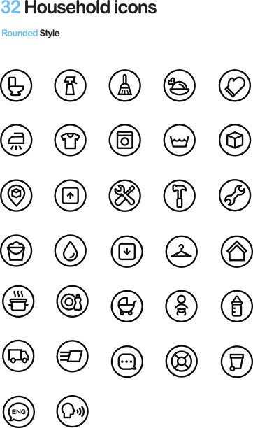 家居圆形图标套装图片下载