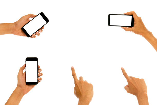 手持手机与白色屏幕智能手机图片下载