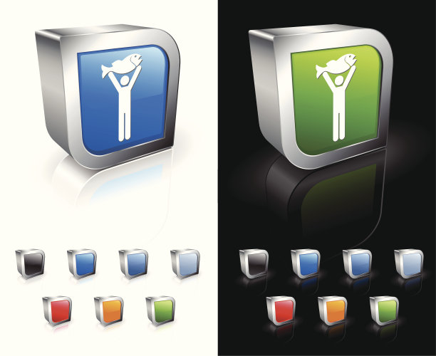 钓鱼捕获的一天3D图标上的黑色或白色的背景图片下载