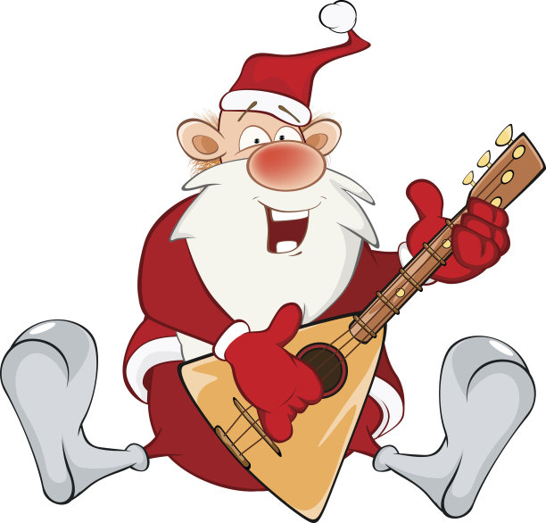 可爱的圣诞老人和巴拉莱卡的插图图片下载