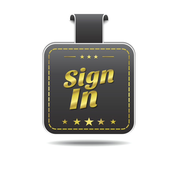 Sign In金色矢量图标设计图片下载