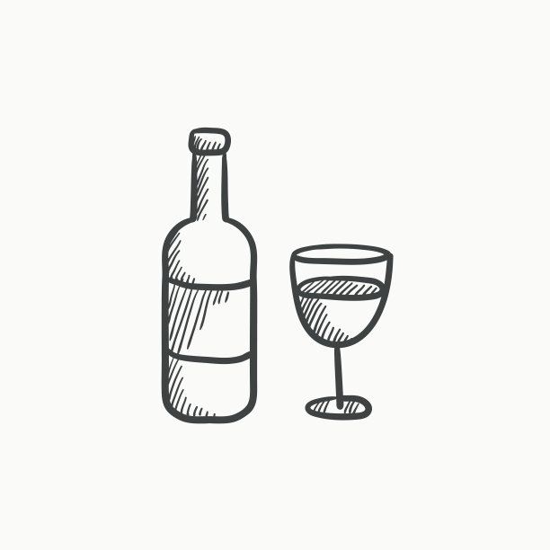 葡萄酒瓶素描图标图片下载
