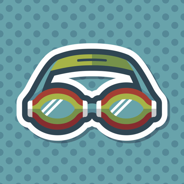 泳镜与长影子的图标，eps10图片下载