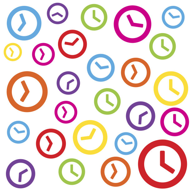 彩色时钟白色背景时间管理图片下载