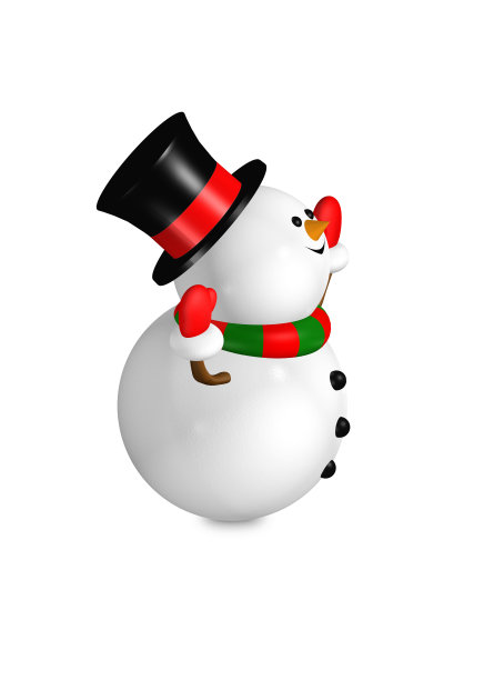 卡通雪人抬头看着白色图片下载