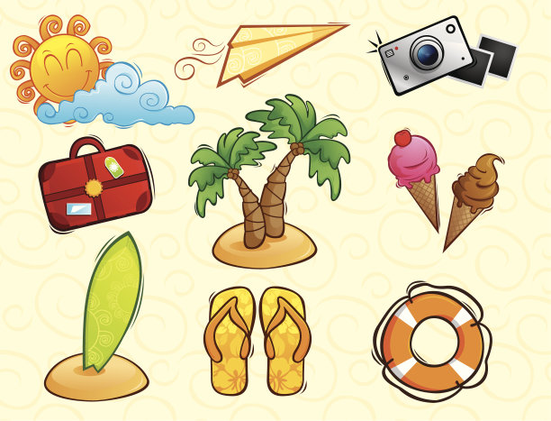 度假矢量组(夏季)图片下载