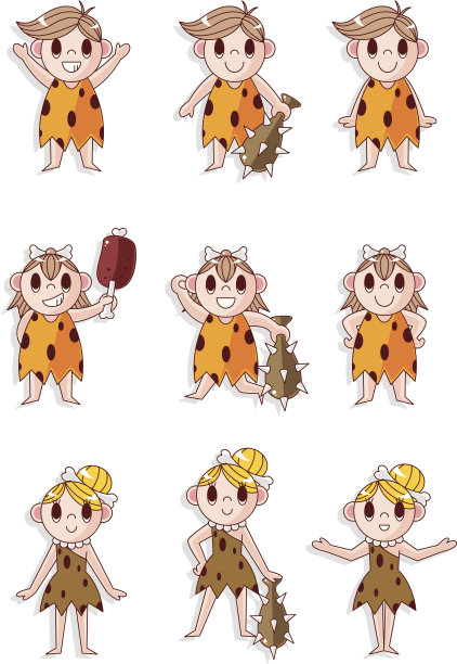 卡通穴居人图标集图片下载