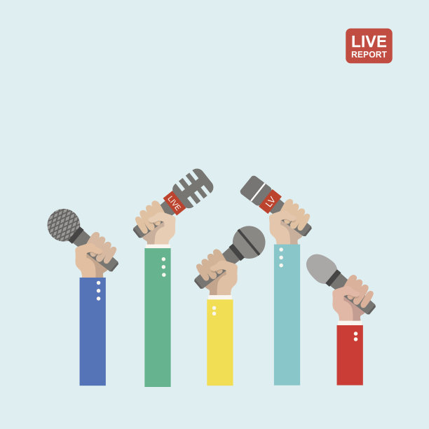 矢量直播概念，新闻，记者手拿麦克风图片下载