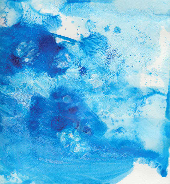 蓝青色背景与笔触和颜料滴图片下载