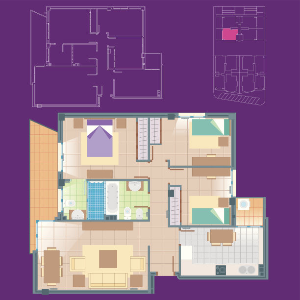 房屋和植物示意图图片下载