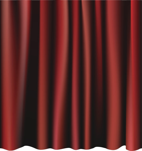 红色的幕布作为舞台。可编辑的矢量网格。图片下载