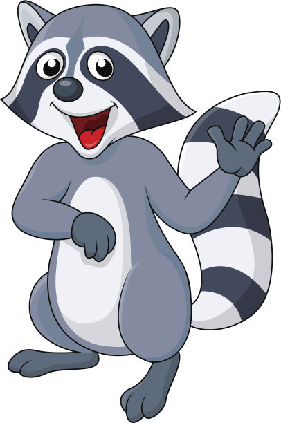 可爱的浣熊卡通挥手图片下载