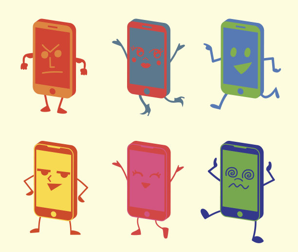 快乐可爱的智能手机角色图片下载