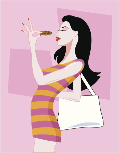 购物小姐吃饼干图片下载