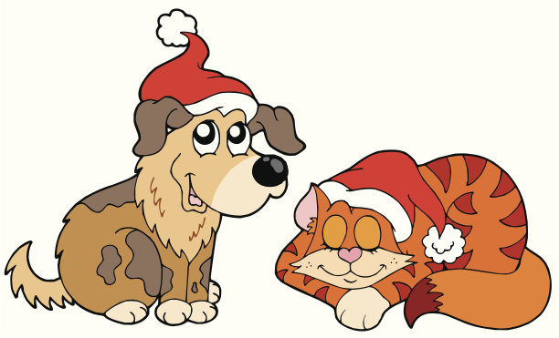 圣诞猫和狗图片下载