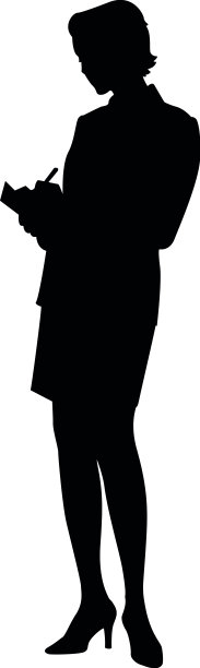 女商人在写字板上写字的剪影图片下载