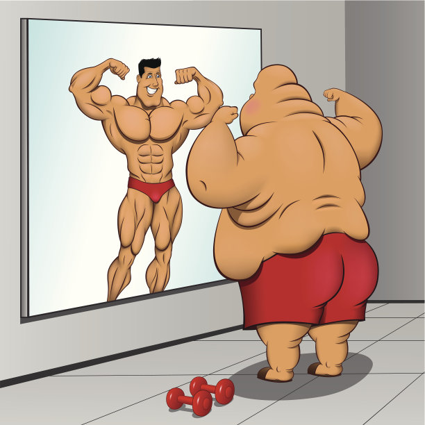 插图:一个胖子和他的倒影图片下载