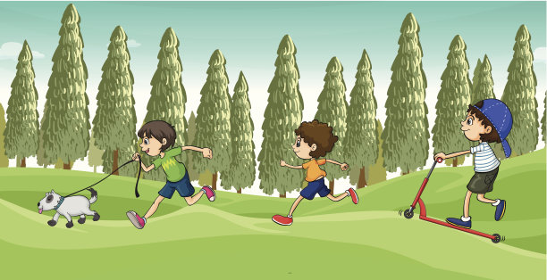 孩子们带着狗跑图片下载