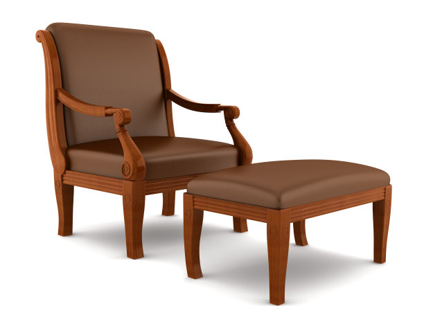 皮革经典扶手椅孤立在白色背景图片下载