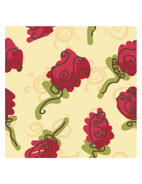 鲜艳的玫瑰图案无缝涂鸦图片下载