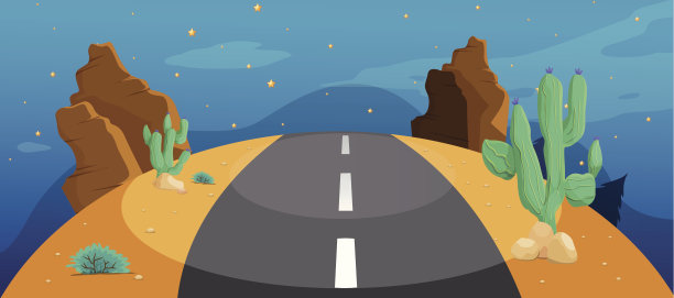 路与仙人掌图片下载